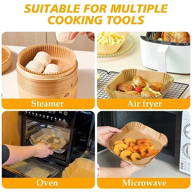 Set van 50 stuks Airfryer-accessoires Wegwerpbare antiaanbakpapieren bakvormpjes Bakovenpapier Aerogrill-bakvormpjes