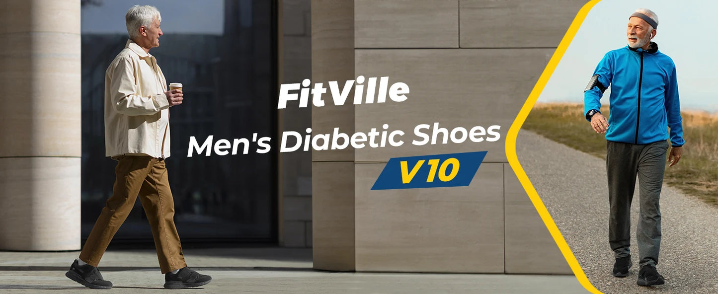 Men's Diabetic Shoes Wide 2E Slip-On Suitable For Swollen Feet Walking Shoe With Arch Support For Foot Pain Relief