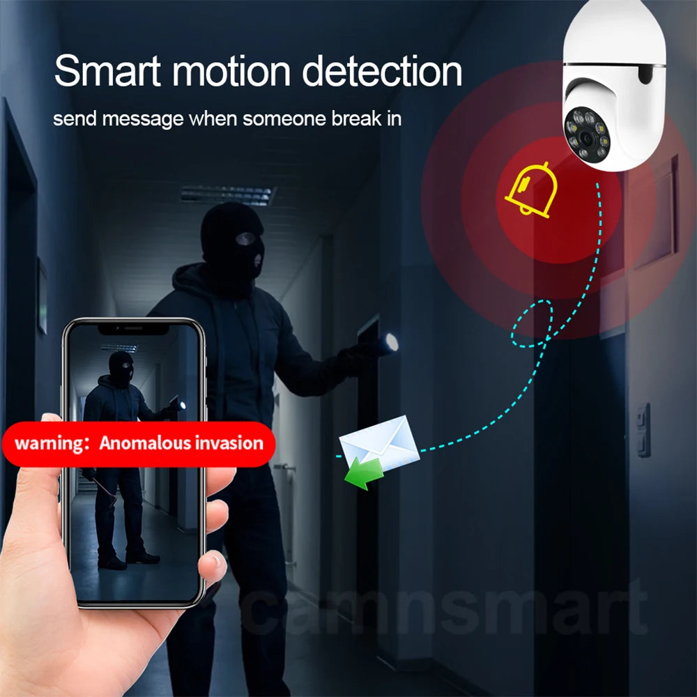 6MP Tuya E27 Bulb Camera WIFI PTZ Videobewaking Babyfoon Kleur Nachtzicht Binnen Smart Life APP Bediening IOS Android