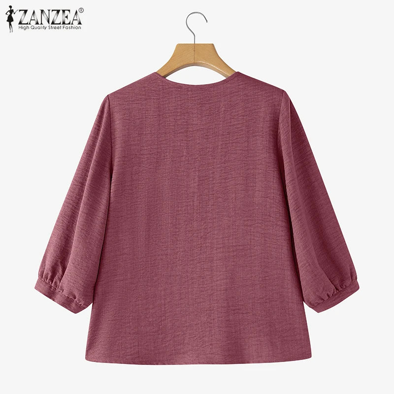 2025 Autumn Office Shirts Women Long Sleeve Buttons Blouses Casual O Neck Solid Loose Tops Female Work OL Blouses Chemise