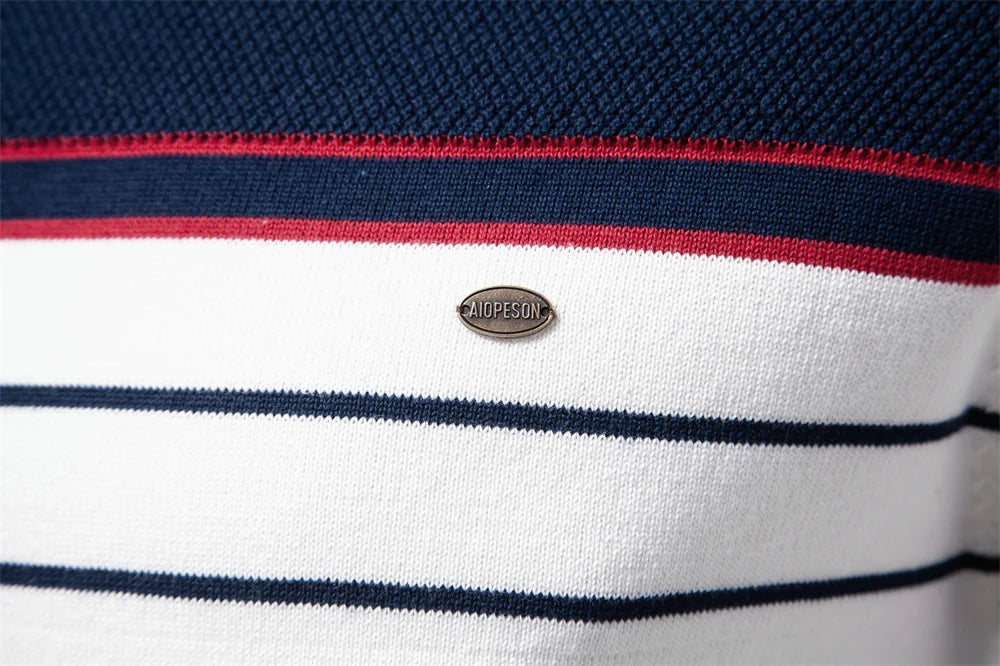 Men's O-neck Cotton Pullover Sweater Striped Casual Autumn and Winter High Quality Knitted Sweaters for Men
