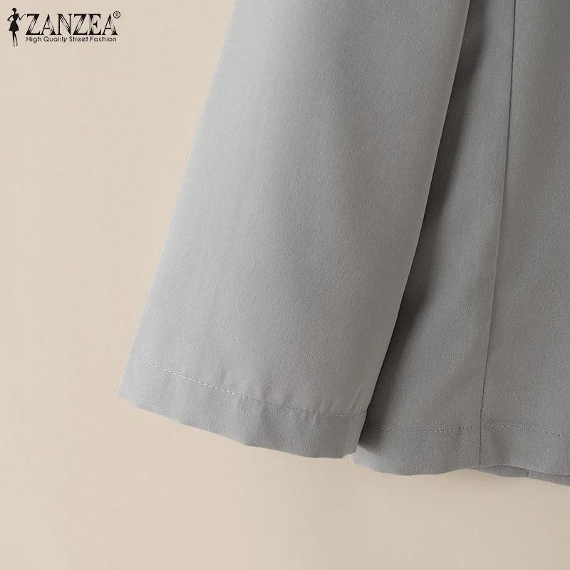 2025 Autumn Lightweight Blazer for Woman V-Neck Long Sleeve Solid Colour Casual Suit Coats Korean Fashion Office Wear