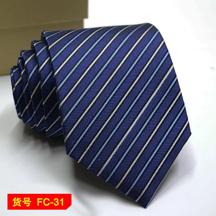 Men's Solid Color Stripe Floral Jacquard Necktie 7-8cm Width Fashionable Daily Wear Cravat for Wedding Party Gift