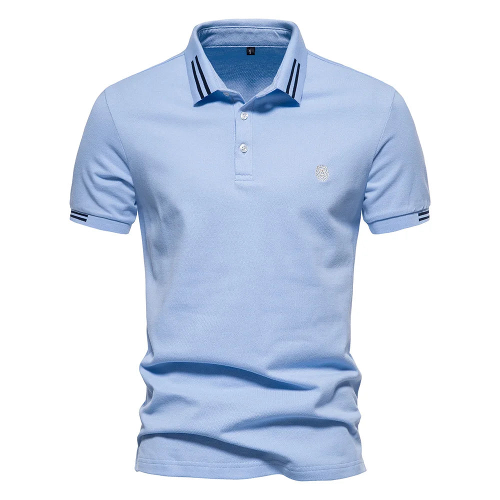Men's Cotton Polos Solid Colour Classic Polo Shirt Men Short Sleeve Top Quality Casual, Business, & Social Polo Shirt