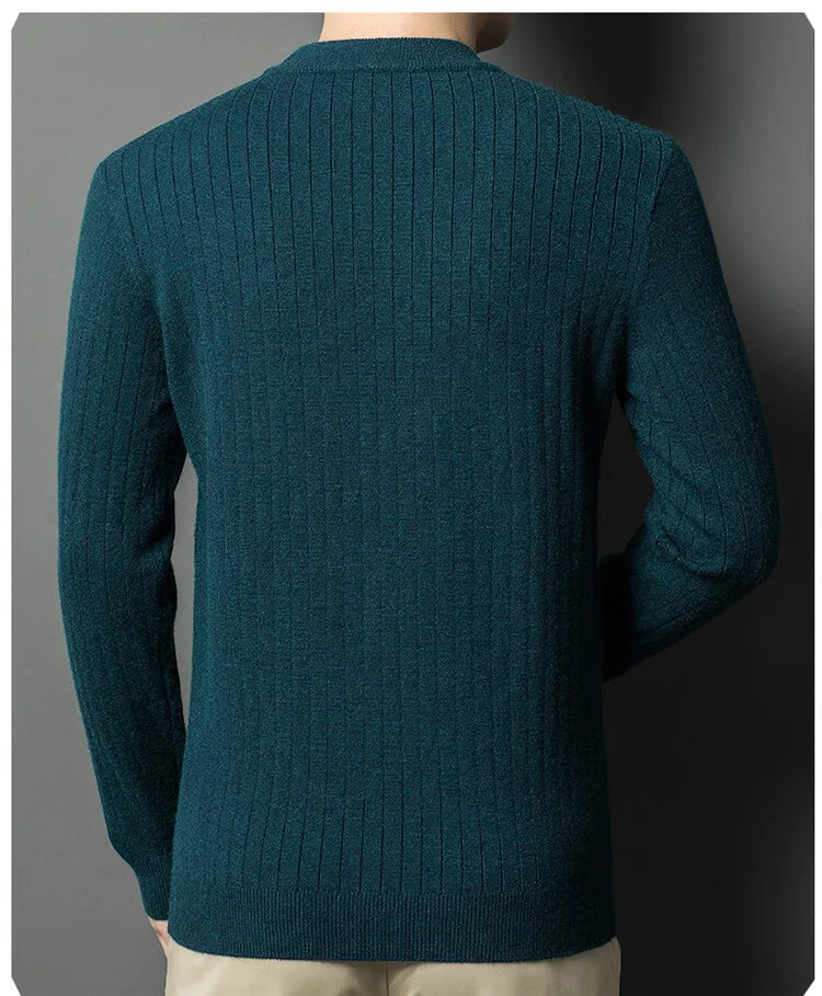 Men's Autumn and Winter Warm Turtleneck O-Neck Sweater, Thickened Slim-Fit Bottoming Shirt, Fine knitted Sweater Sizes M-4XL