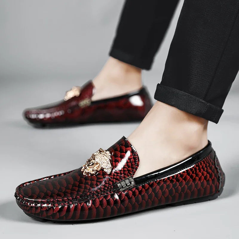 Luxury Trendy Mens Fashion Casual Shoes Popular Youth Daily Walking Shoes Red Business Moccasins Loafers Large Size 38-48