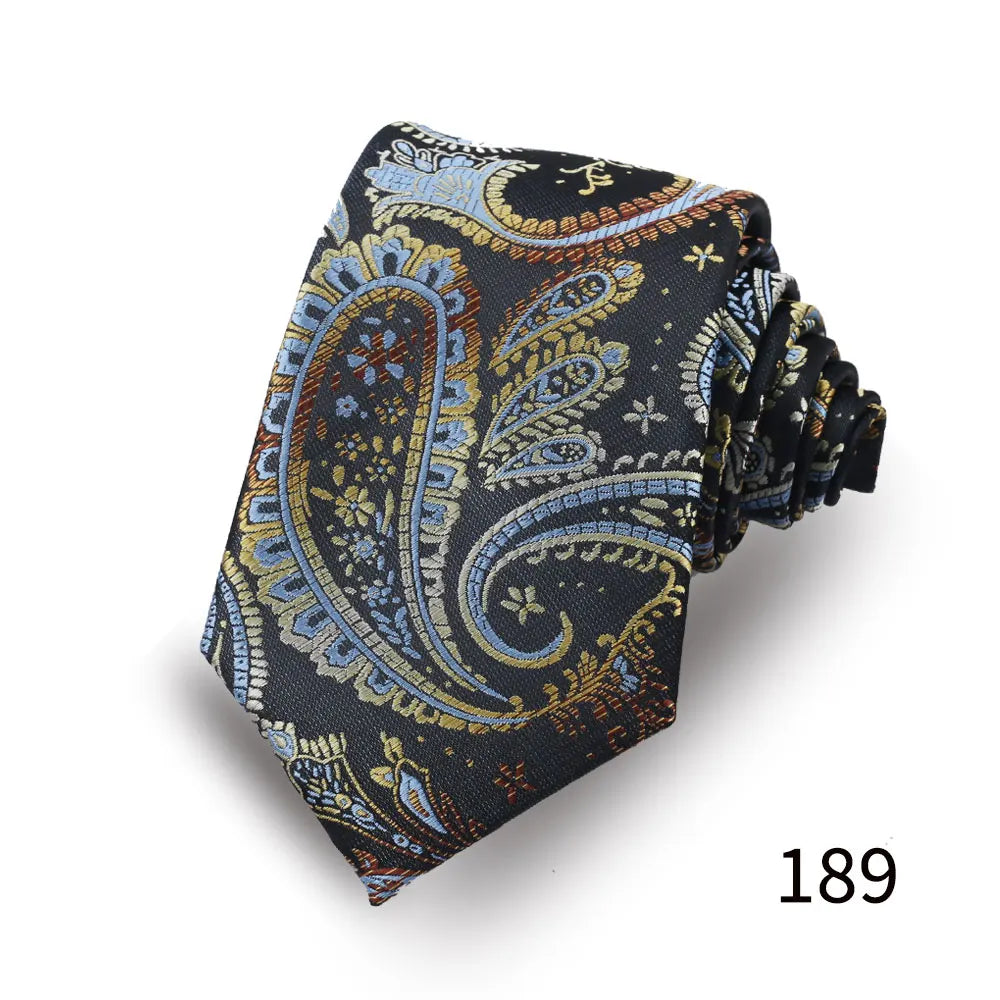 Heren luxe Paisley stropdas met bloemenprint in bruiloftsstijl, zakelijke stropdas van polyester, 146 x 7,5 cm, cadeau voor volwassen mannen.