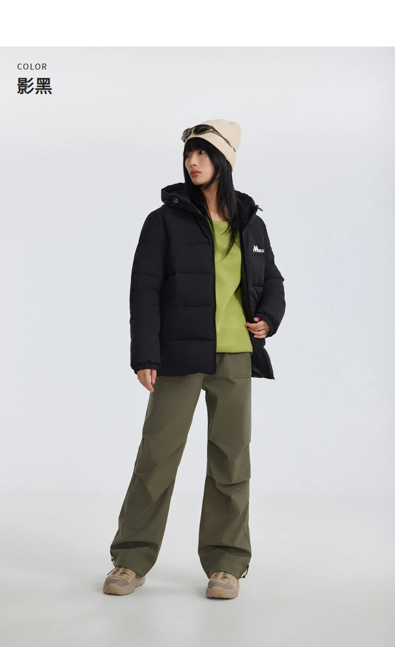 Unisex Winter Hooded Soft Cotton Padded Coat, Drawstring Warm Outerwear Jacket For Men & Women