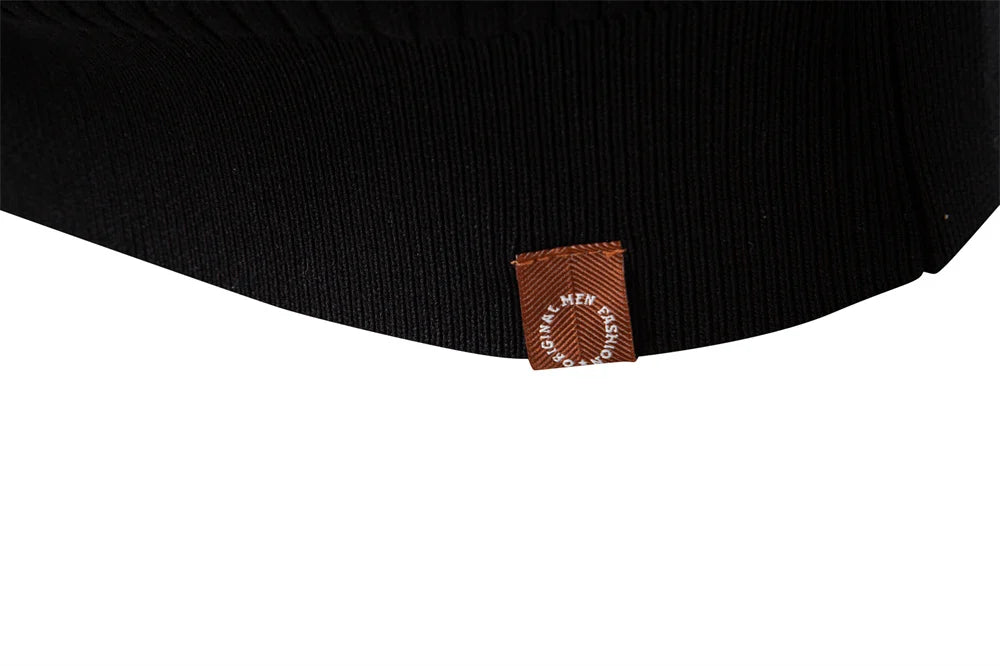 Men's Long Sleeve T-Shirt Fashion Knitted Slim Fit Polo Sweater Ribbed Henley Collar T-Shirt For Men