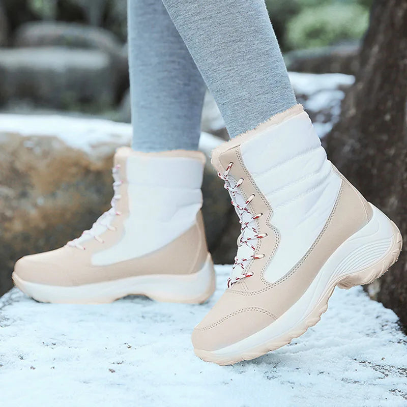 Women's Boots Snow Solid Shoes Woman Platform Women Shoes 2025 Trend Mid Women's High Boots Plush Women Boots Botas Mujer