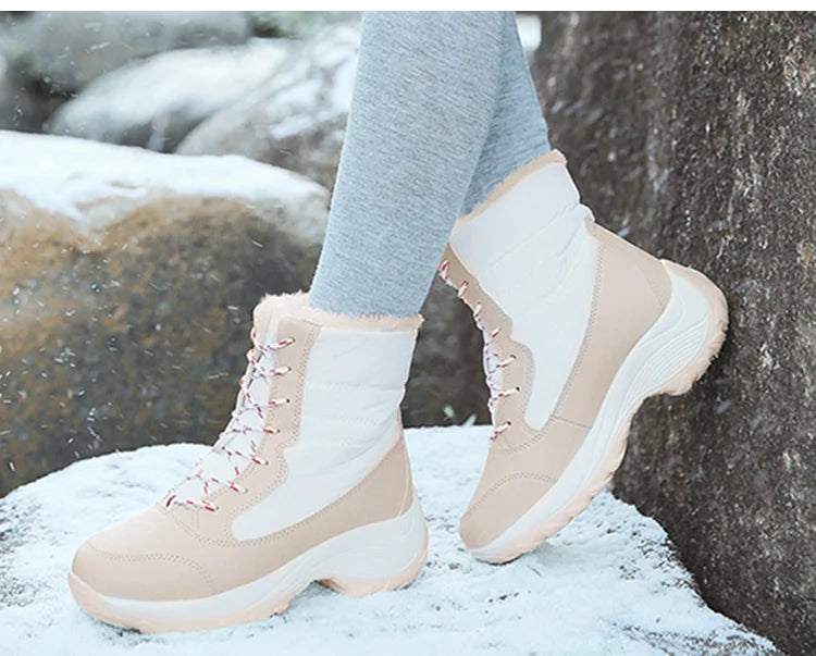 Women's Boots Snow Solid Shoes Woman Platform Women Shoes 2025 Trend Mid Women's High Boots Plush Women Boots Botas Mujer