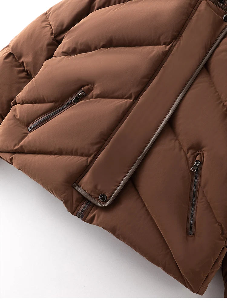 Women's High Quality Luxury Winter Puffer Jacket, White Goose Down Coats For Ladies