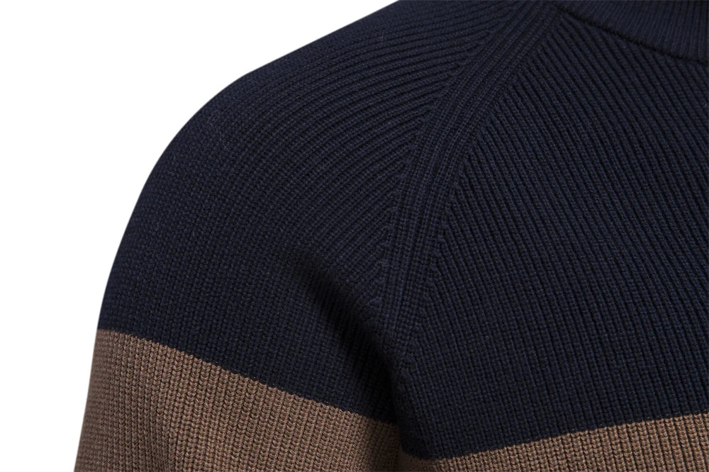 Men's Autumn and Winter Patchwork Colour Sweater For Men Zipper Cardigans High Quality Male Cotton Sweater