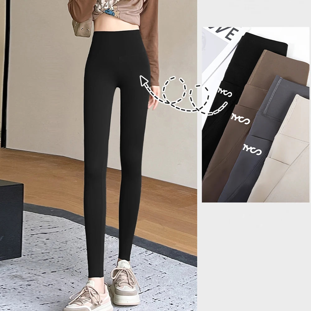Autumn Winter Women's Leggings High Waist Letter Print Butt Lift Athletic Fitting Slim Basics Pants