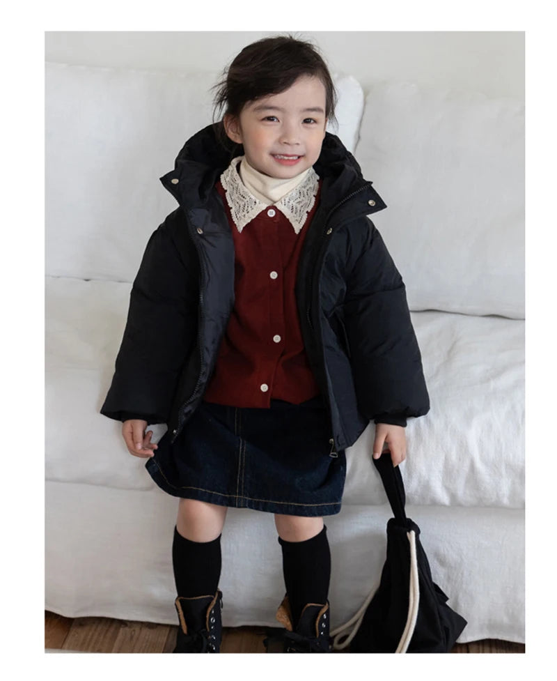 Children's Down Jacket Winter New Kid's Clothing Korean Version Boys Loose Solid Colour Thick Coat Girls Warm Outwear 2-7Y Unisex