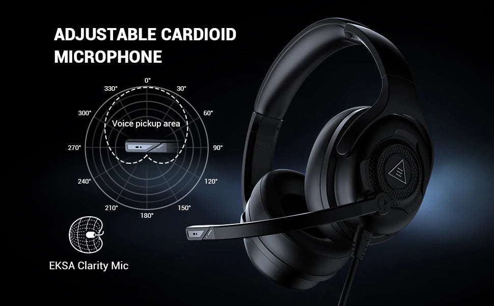 EKSA E4 Wired Headset Gamer 3.5mm Stereo Gaming Headphones with Microphone Superlight Over-ear Earphones for PC/PS4/PS5/Xbox