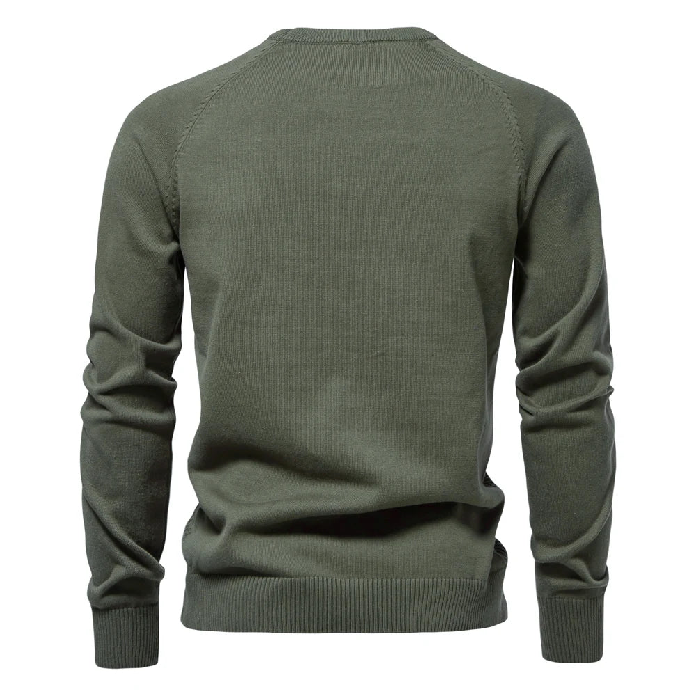 Men's Crew Neck Cotton Pullover Sweater Casual Business Geometric Knitted Male Sweaters