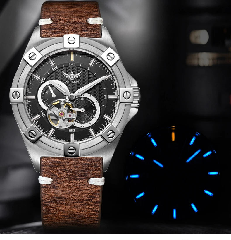 Yelang V1024 Men Brand Watches 44mm Japan Miyota 82S7 Automatic movement Luminous Men 100m Water-Resistant Watch Military Style