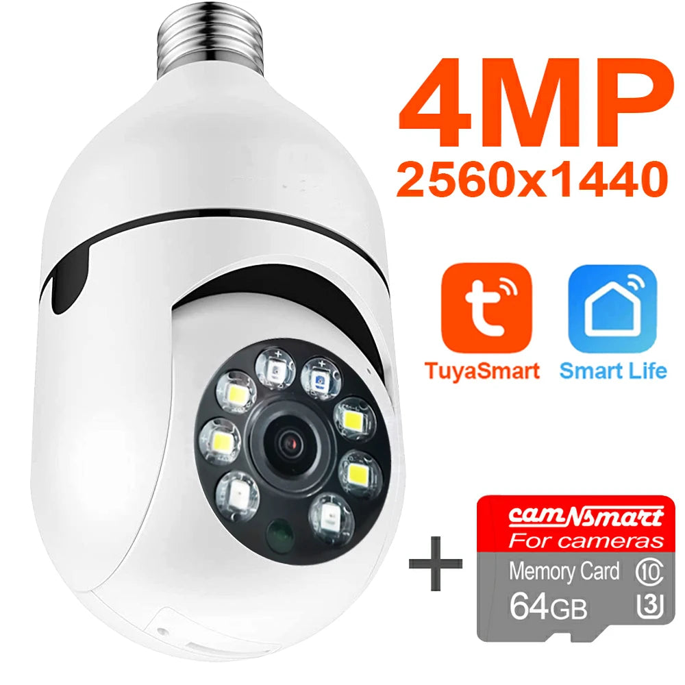 6MP Tuya E27 Bulb Camera WIFI PTZ Videobewaking Babyfoon Kleur Nachtzicht Binnen Smart Life APP Bediening IOS Android