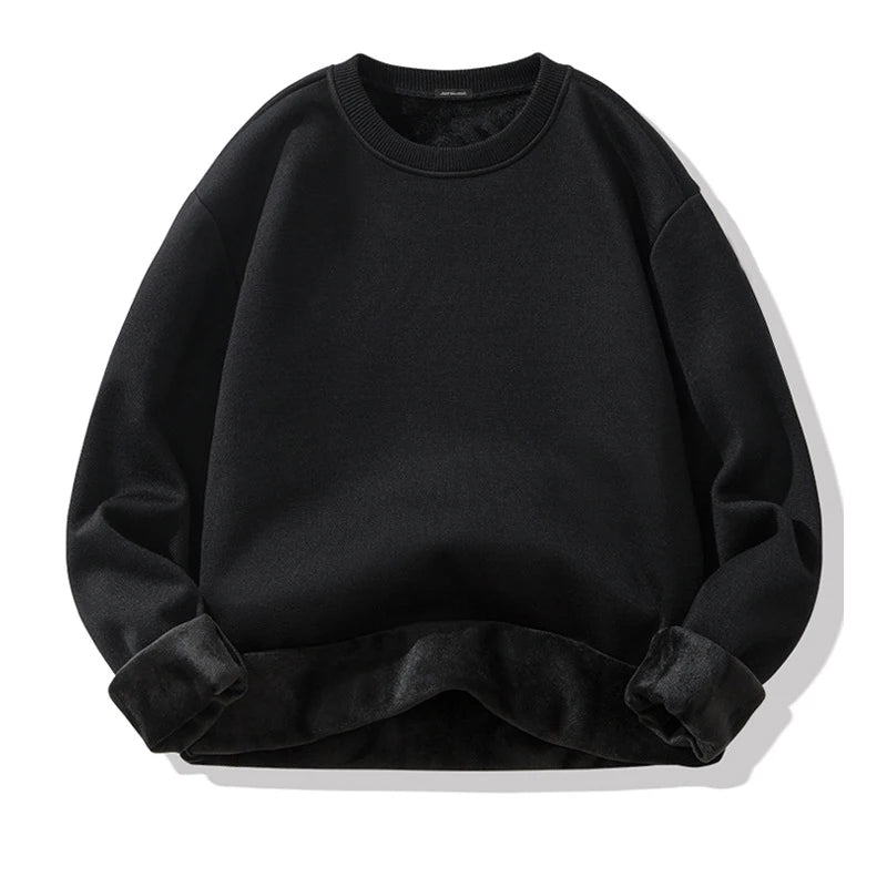 Plüschiger Herren-Strickpullover mit Rollkragen und samtgepolstertem, festem, warmem Pullover, dicker Boden, lässiger Pullover mit O-Ausschnitt