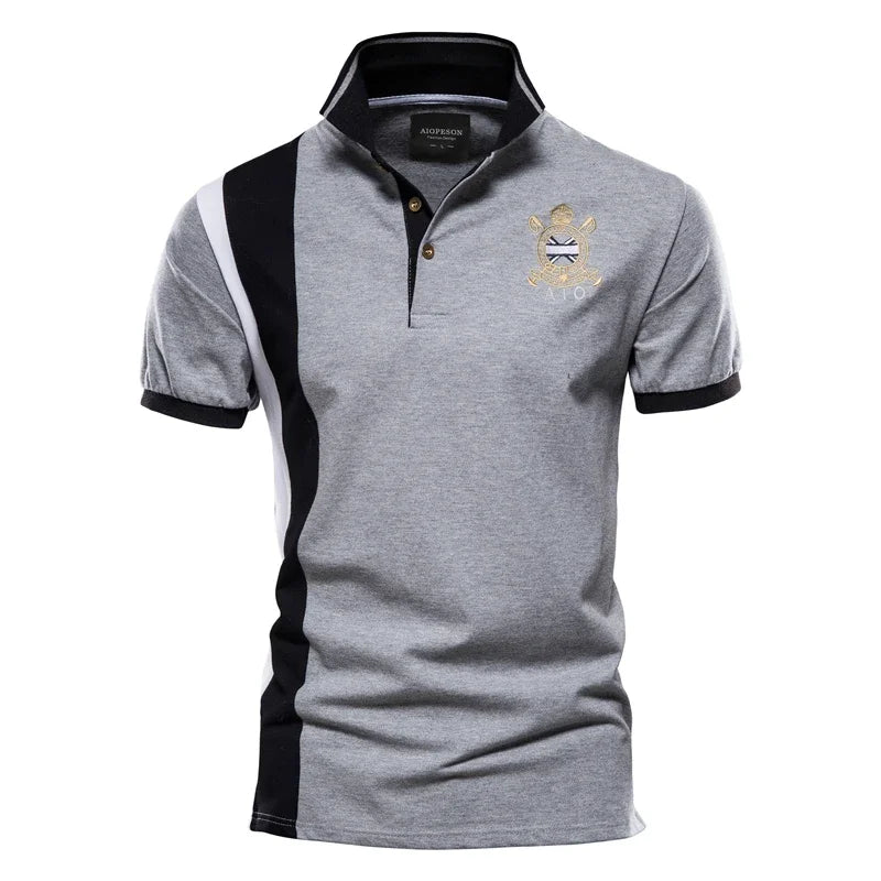 100% katoenen poloshirt met badge-borduurwerk voor heren, korte mouwen, patchwork herenpolo's, zomerkleding van kwaliteitsmerken voor heren