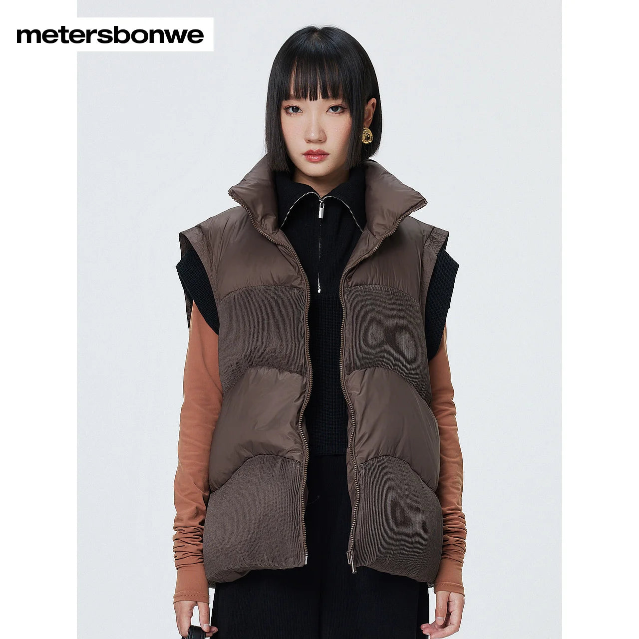 Women's Down Vest Loose Stand Collar, Solid Colour Duck Down, Sleeveless Jacket Basics Commuter For Ladies