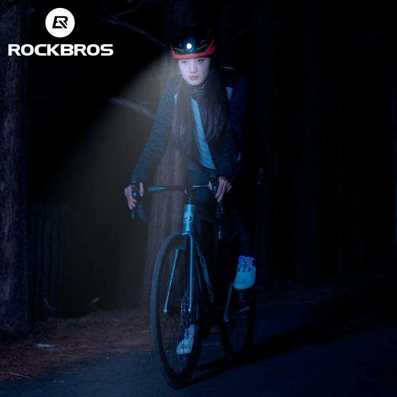 Cycling Light Helmet Type-C Charging Electric Bicycle Helmet Front Light Rear Light Warning Lamp Safety MTB Bike Helmet