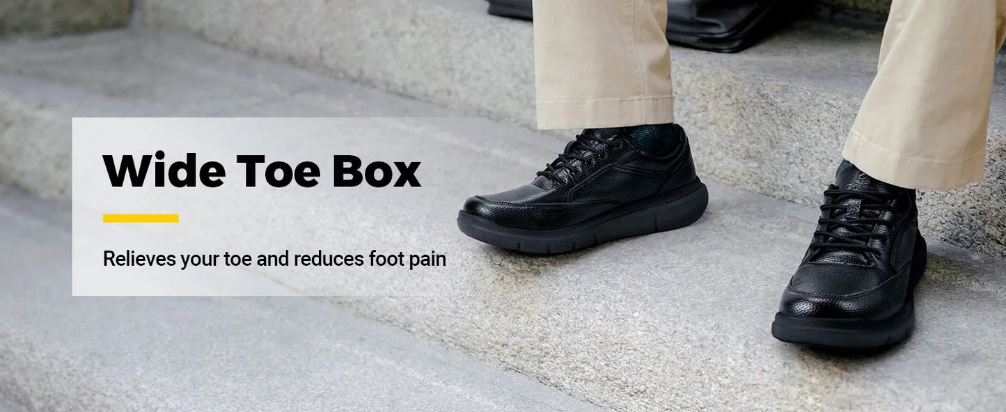 Wide Version Men's Leather Shoes Walking Shoes Oxford Shoes For Formal Business Shoe Comfortable All Day Wear