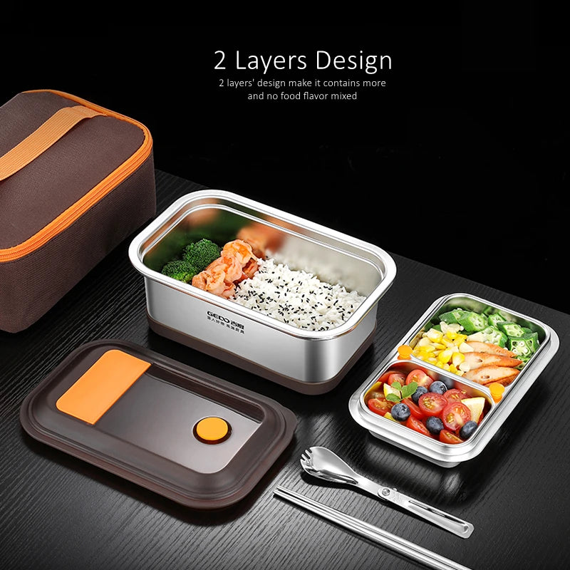 LFGB Certification 304 Stainless Steel Bento Box Well Sealed Crisper Air Exhaust Slight Vaccum Lunch Box for Office and School