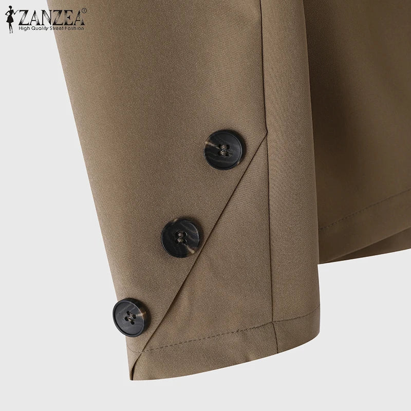 Women's Casual Blazer Elegant Office Lady Long Sleeve Lapel Neck Suit Jackets 2025 Korean Fashion Solid Commute Outerwear