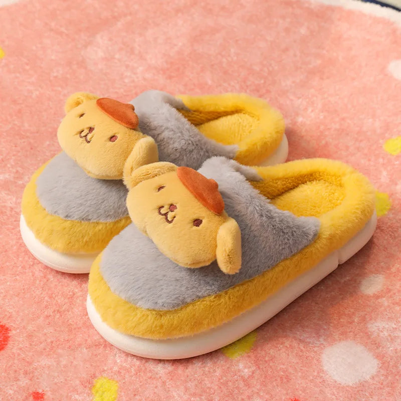 Kids' Slippers House Shoes Kuromi Cartoon Winter Shoes Warm Anti-Slip Soft Bottom Shoes For Girls Size 24-41
