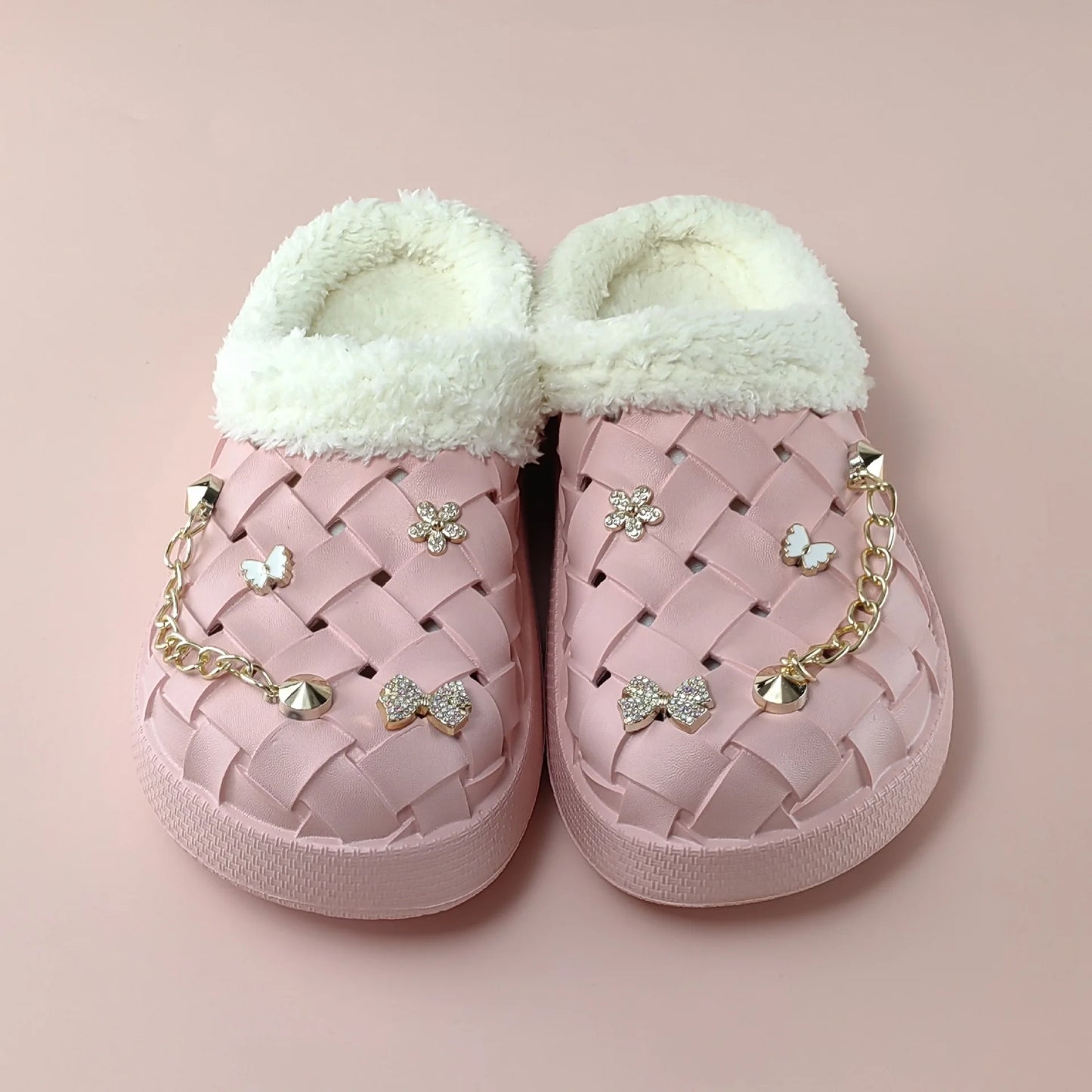 Kids' Slippers House Shoes Cartoon PU Leather Bow Winter Shoes Warm Anti-Slip Soft Bottom Shoes For Girls Size 40-45