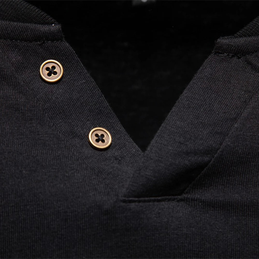 Men's High Quality Long Sleeve T-Shirt Fashion Pure Cotton Henley Collar Long Male T-Shirt
