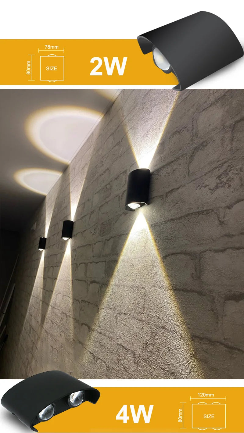Aluminium LED wandlamp waterdicht IP65 buitenverlichting voor in de tuin 8W 12W binnenwandlamp voor slaapkamer woonkamer trapverlichting