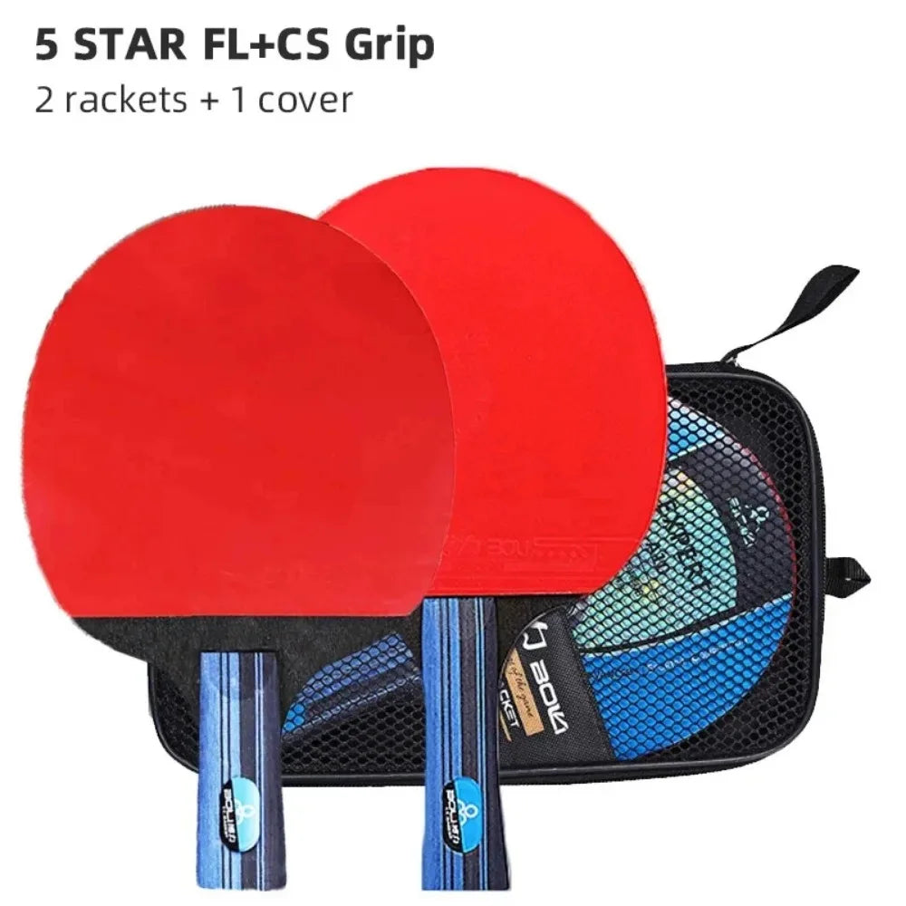 5/6 Star Tafeltennisracket 2PCS Professionele Ping Pong Racket Set Pimples-in Rubber Hoge Kwaliteit Blade Bat Paddle met Tas