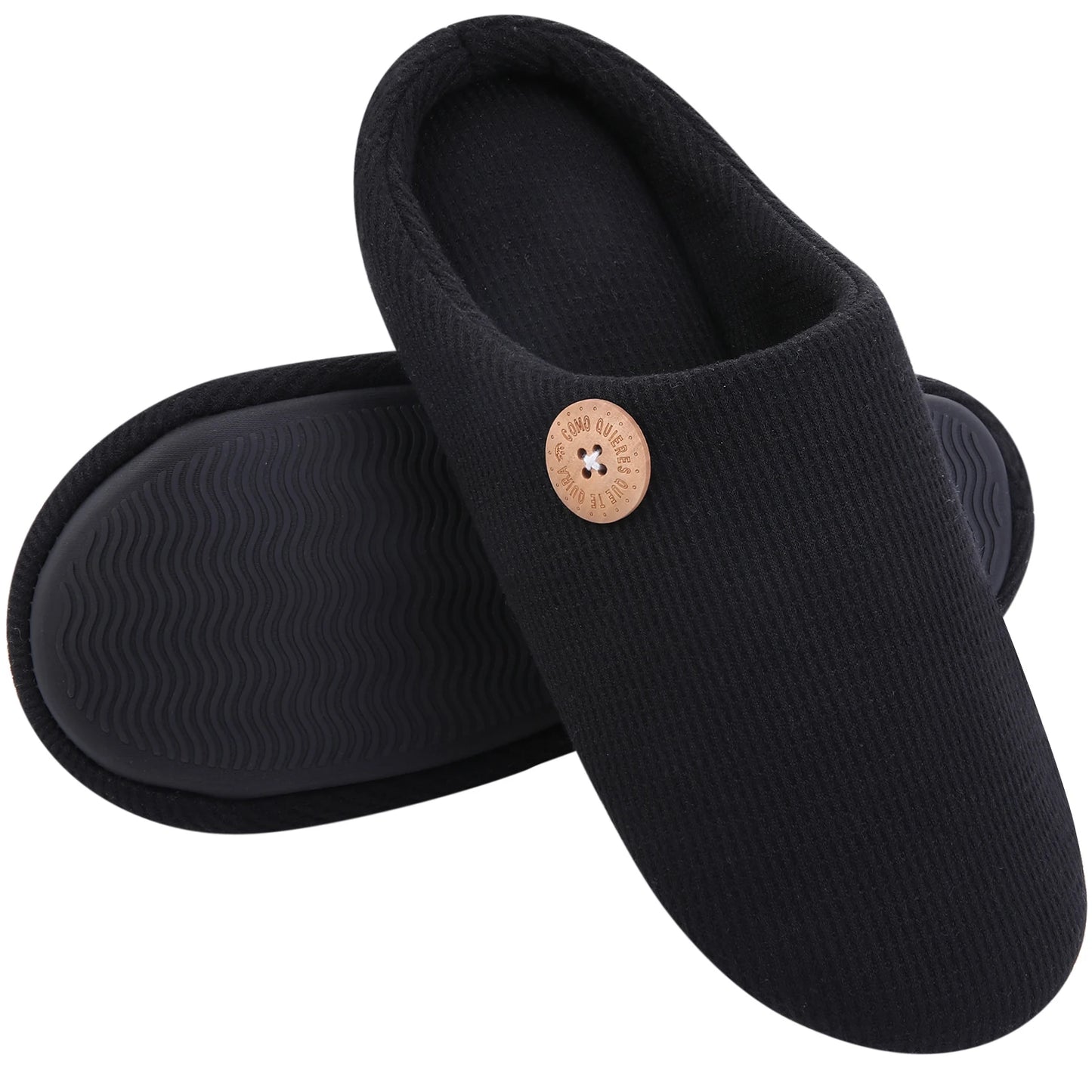 Unisex Winter House Slippers Anti-Slip Fluffy Warm Memory Foam Cotton Slippers With Durable Rubber Sole for Men & Women