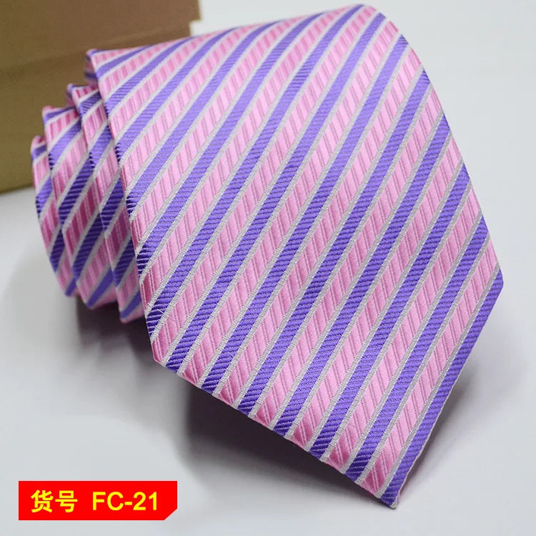 Men's Solid Color Stripe Floral Jacquard Necktie 7-8cm Width Fashionable Daily Wear Cravat for Wedding Party Gift