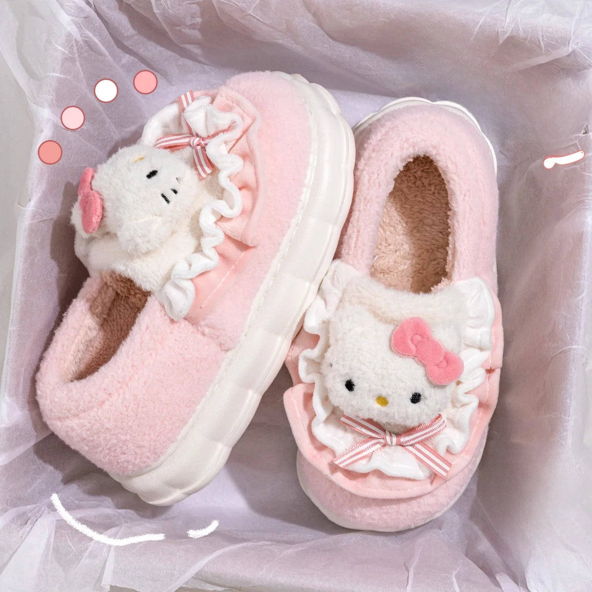 Kids' Slippers House Shoes Cartoon Cinnamoroll Winter Shoes Warm Anti-Slip Soft Bottom Shoes For Girls Size 36-41