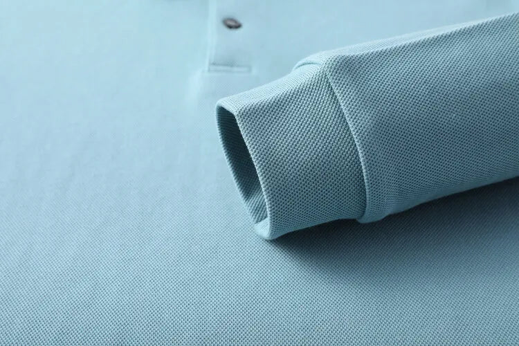 Men's 100% Cotton Polo Shirt, Four Seasons Universal Leisure Long Sleeve, Breathable Lapels T-shirt, Perfect and Durable for Golf Sports