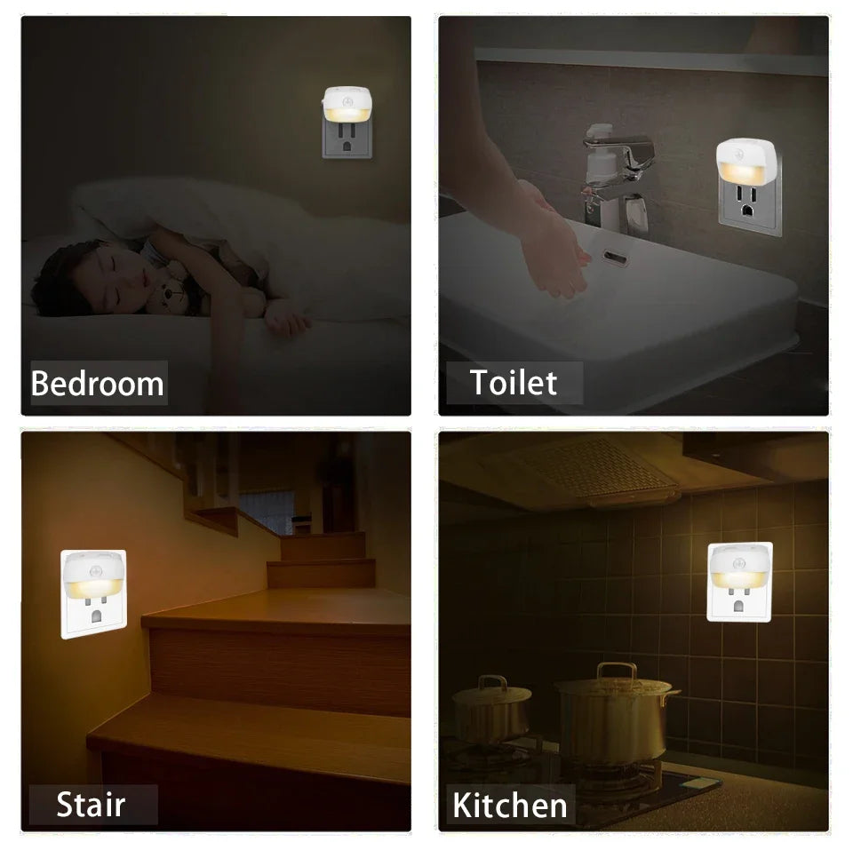 3 Colors LED Night Light with Motion Sensor EU US Plug in PIR Human Infrared Induction Lamp for Bedroom Hallway Stairs Kitchen
