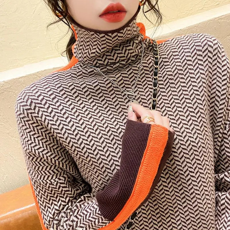 Women's Turtleneck Sweater Knitted Simple Soft Top Slim Warm Jumper Pullover Basic Female Sweaters