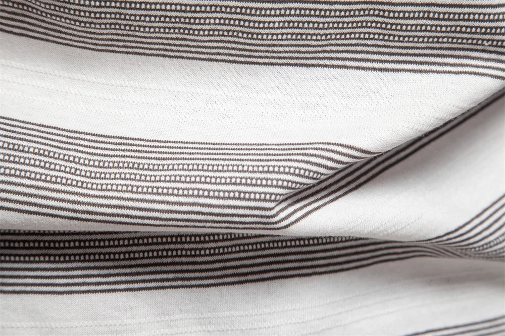 2025 New Summer Striped V Neck Cotton Polo Shirts for Men Breathable Short Sleeve Casual Knit Shirts Comfort Fit