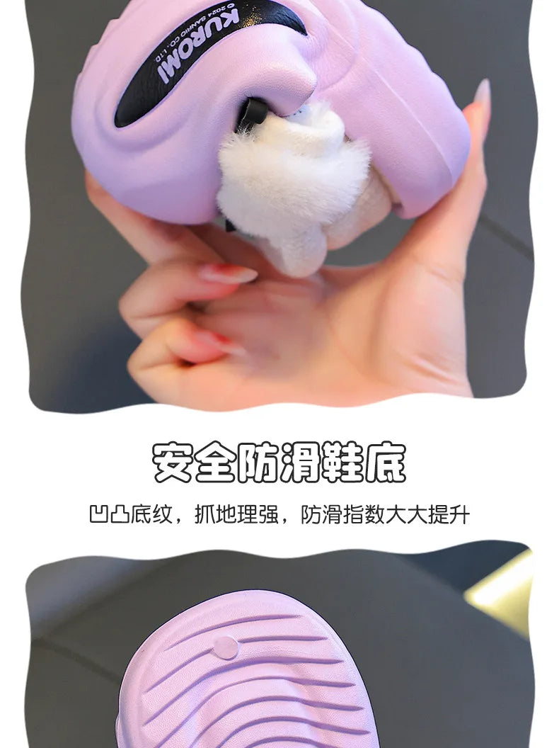 Girls' Home Fur Slippers Kawaii Anti-Skid Warm Cotton Cartoon Plush Waterproof Home Winter Shoes Size 24-41
