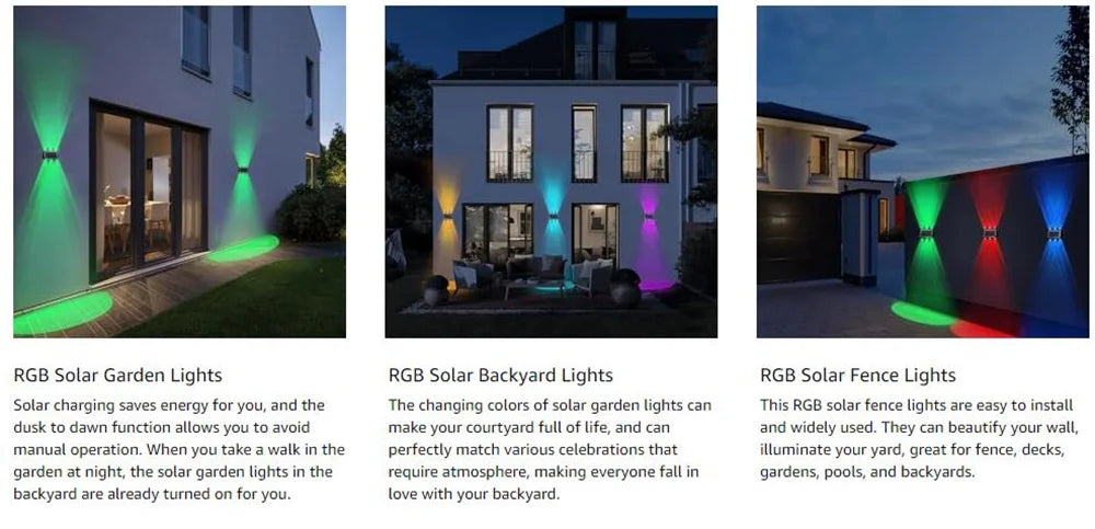 4/6/8 LED Solar Hekverlichting RGB Wandlamp Buiten Moderne Op en Neer Verlichting Waterdichte Tuin Garage Veranda 2 Modus Tuinverlichting