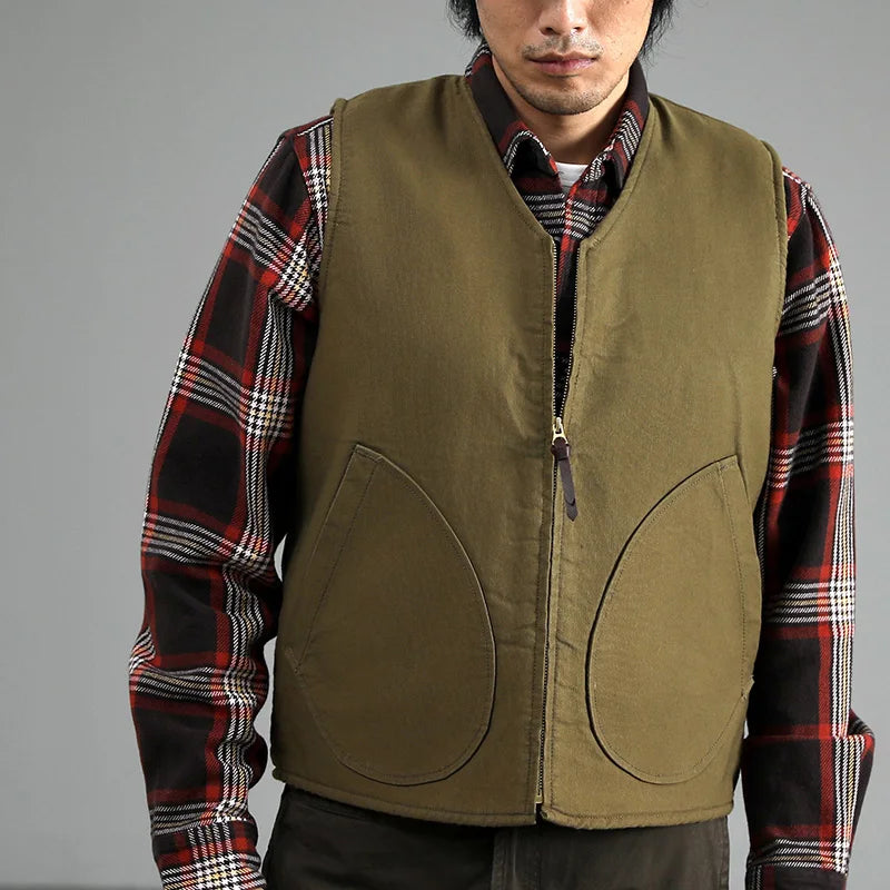 Winter New American Retro Thickened Velvet Naval N1 Deck Vest Men's Fashion 40% Cashmere Washed Casual Cargo Waistcoat