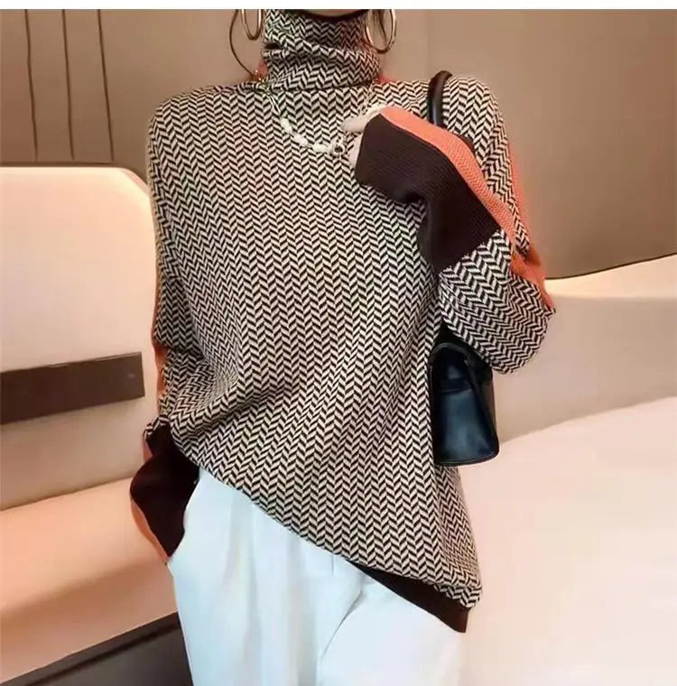 Women's Turtleneck Sweater Knitted Simple Soft Top Slim Warm Jumper Pullover Basic Female Sweaters