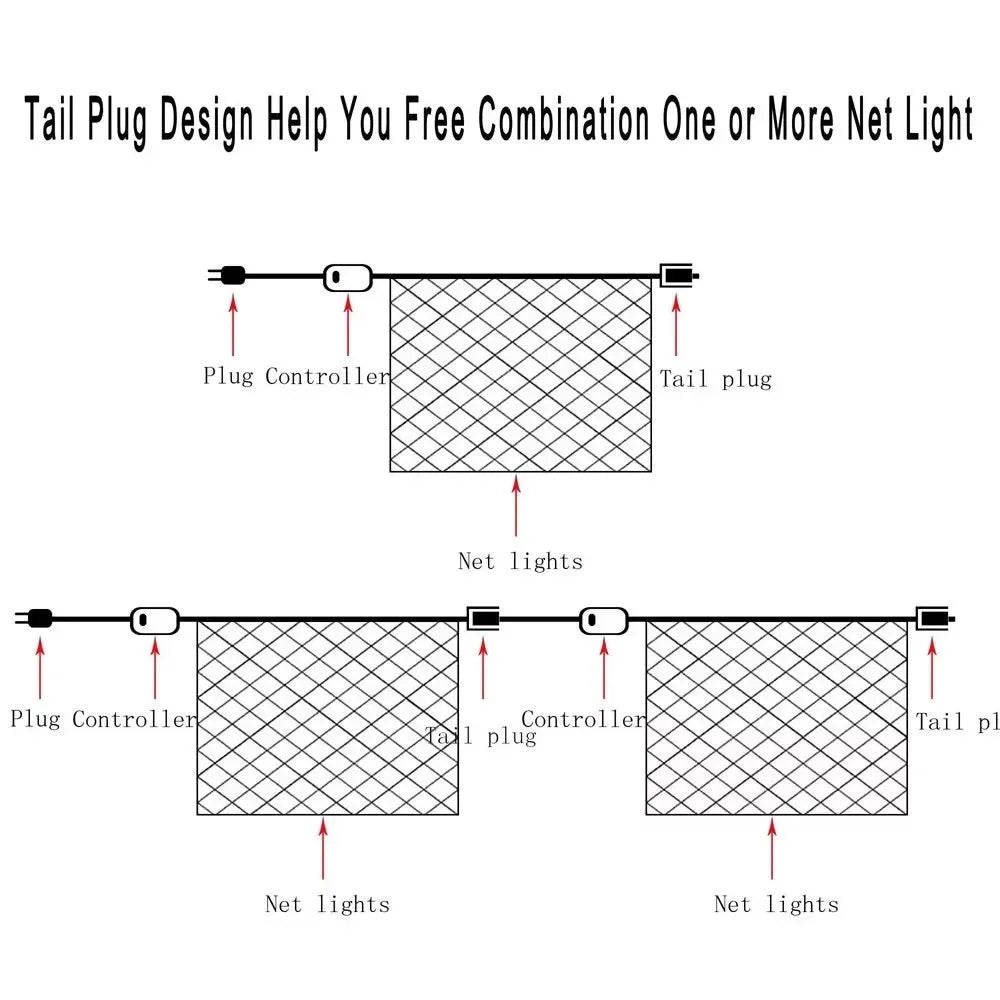 Christmas Net Mesh String Light Outdoor LED Garden Holiday Party Wedding Fairy Light Garland Tree Bushes Fence Wall Decor