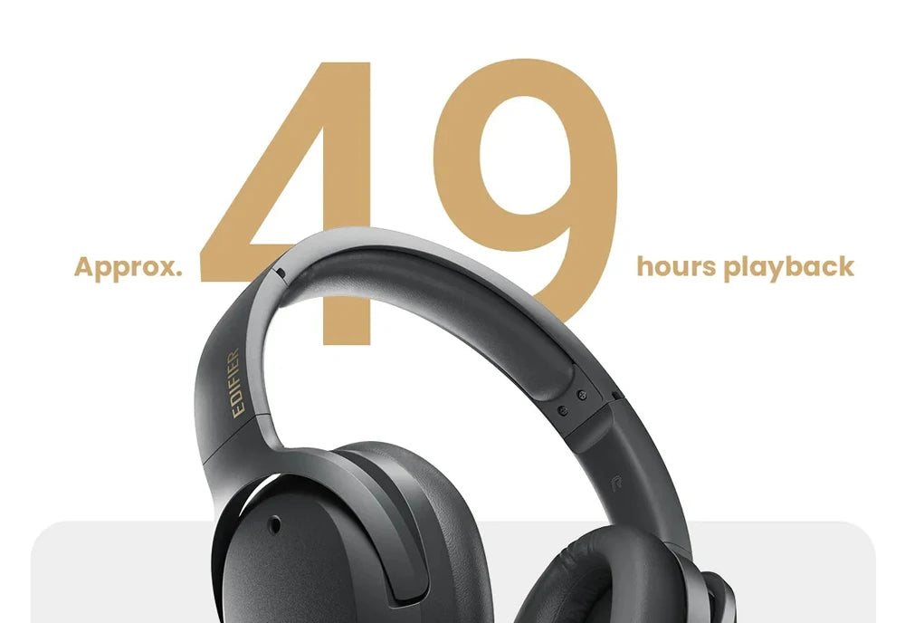 Edifier W820NB Plus Wireless Noise Cancelling Headphones 43dB ANC Hi-Res LDAC Codec 49hrs Playtime Over-Ear Bluetooth Headset