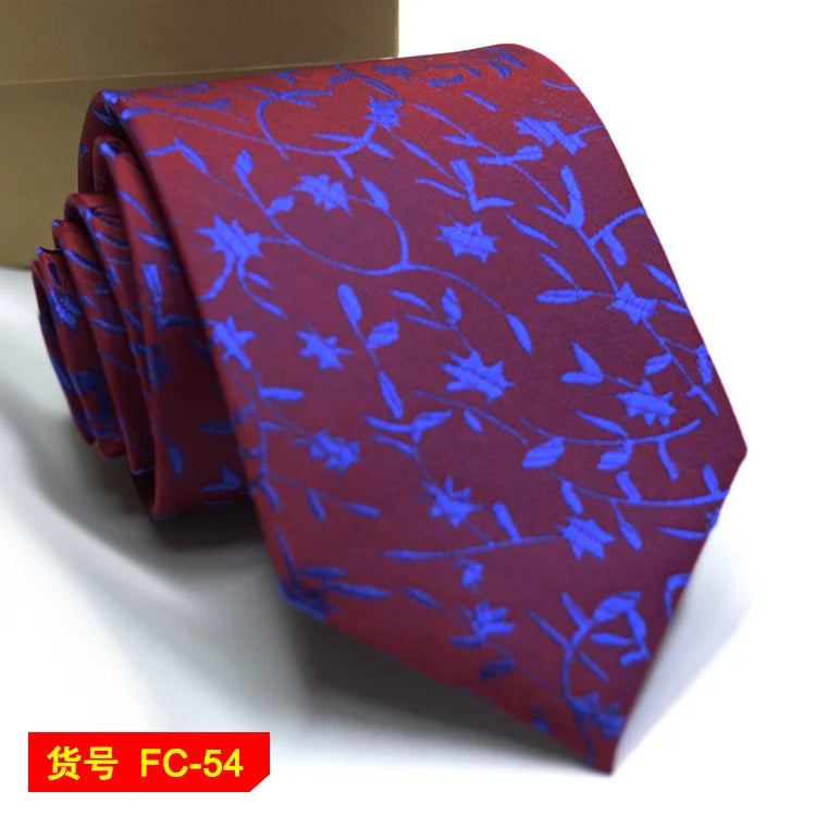 Men's Solid Color Stripe Floral Jacquard Necktie 7-8cm Width Fashionable Daily Wear Cravat for Wedding Party Gift