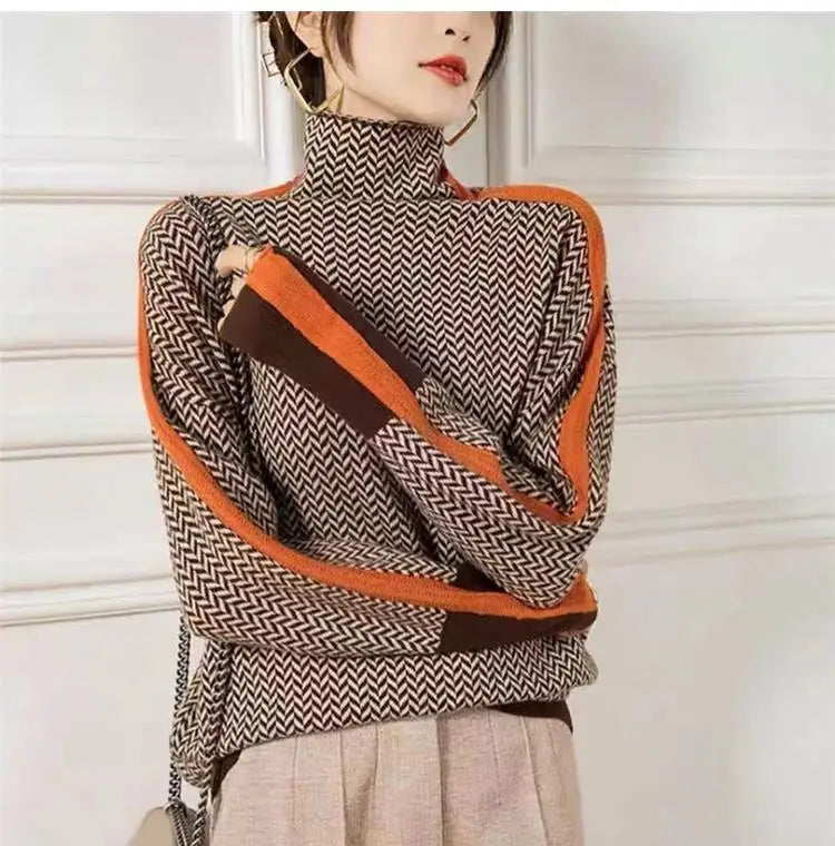 Women's Turtleneck Sweater Knitted Simple Soft Top Slim Warm Jumper Pullover Basic Female Sweaters
